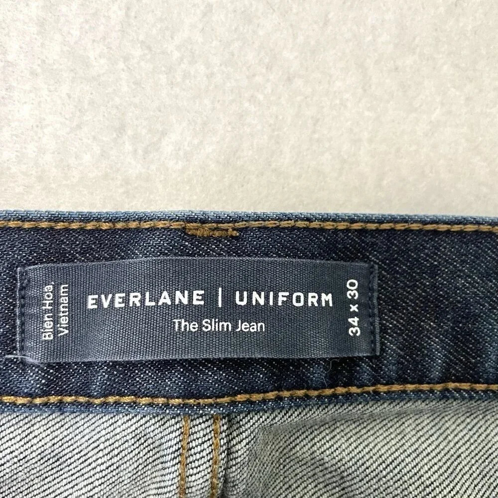 Everlane Uniform Slim 4 Way Stretch Jeans Dark Wash Organic Cotton size 34x30
